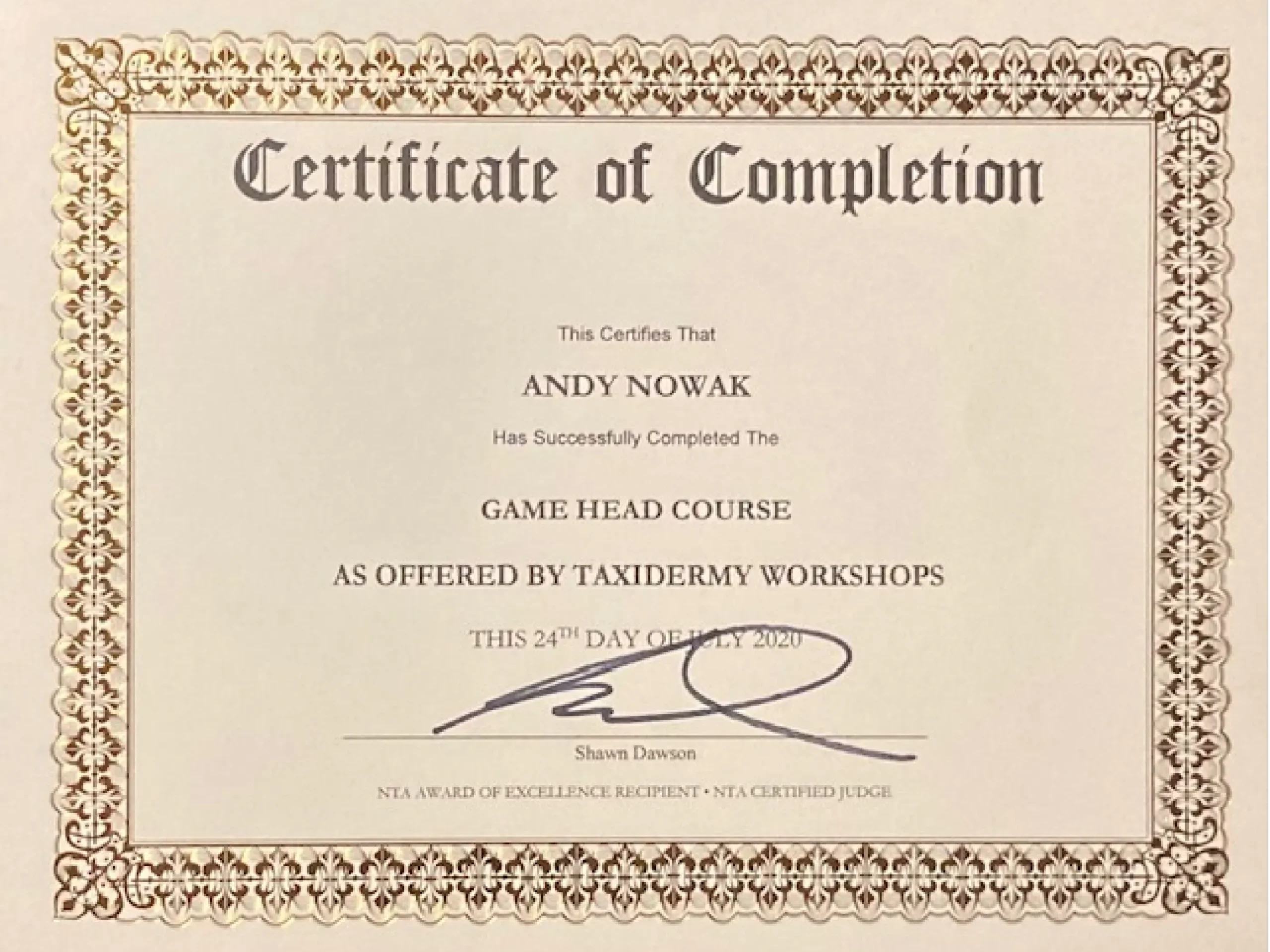 Certificate of Completion